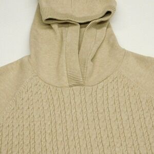 Calligraphie Sweater Womens XL Cream Cable Knit Hooded Pullover Cozy Relaxed fit